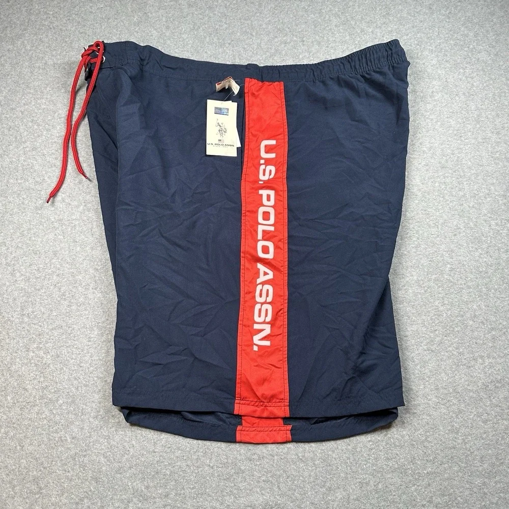 US Polo Assn Logo Tape Swim Trunks‎ 4XL Navy Red Big NWT Shorts NOTE